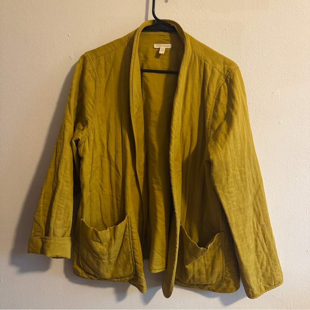 Eileen Fisher Lagenlook Coastal Quilted Linen Slub Kimono Open-Front XL